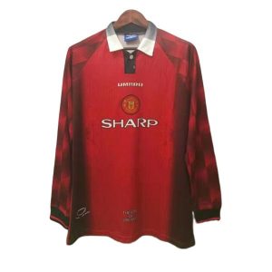 manchester united retro sharp langermet drakt hjemme 1996-1998