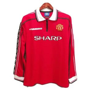 manchester united retro sharp langermet drakt hjemme 1998-1999