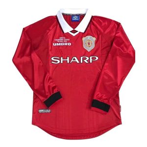 manchester united retro sharp langermet drakt hjemme 1999