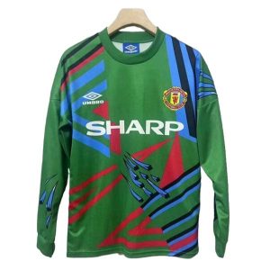 manchester united retro langermet drakt keeper gronn rod bla 1992-1993