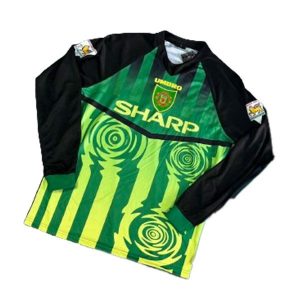manchester united retro langermet drakt keeper gronn svart 1997-1998