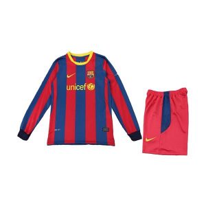 barcelona barn retro drakt sett langermet hjemme 2010-2011