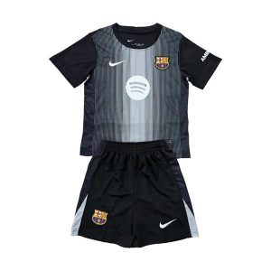 barcelona barn keeper drakt sett svart hvit 2025-2026