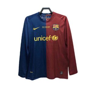 barcelona retro unicef langermet drakt mesterskap bla rod 2008-2009