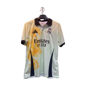 polo real madrid hvit gul dragon 2025-2026