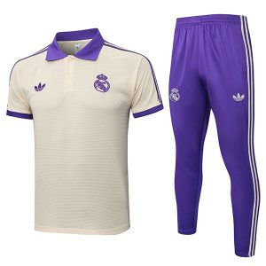 trenings real madrid beige lilla 2025-2026 polo sett