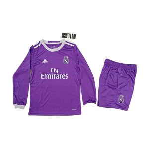 real madrid barn retro drakt sett langermet borte 2016-2017
