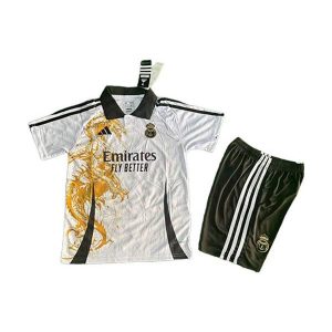 real madrid barn spesialutgave drakt sett hvit gull dragon 2025-2026