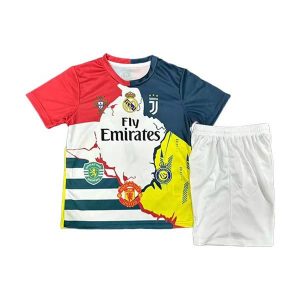 real madrid barn spesialutgave drakt sett rod gul gronn ronaldo 2025-2026