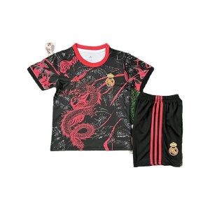 real madrid barn spesialutgave drakt sett svart rod dragon (2) 2025-2026