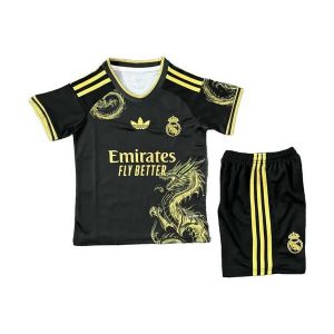 real madrid barn spesialutgave drakt sett svart gull dragon 2025-2026