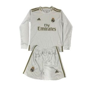 real madrid barn langermet drakt sett retro hjemme 2019-2020