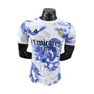 real madrid drakt spesialutgave spillerversjon hvit lys bla dragon 2025-2026