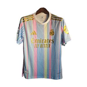 real madrid drakt spesialutgave spillerversjon bla rosa stripete 2025-2026