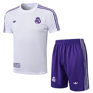 real madrid drakt trenings sett hvit lilla 3 stripete 2025-2026