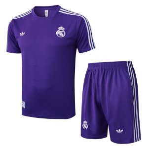 real madrid drakt trenings sett lilla hvit 3 stripete 2025-2026